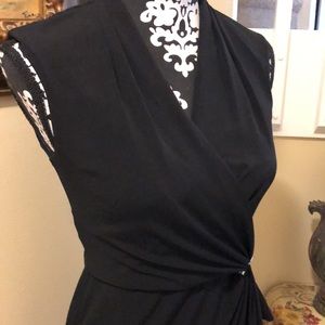 👗WHBM Elegant ruched waist silver tone faux classic stretchy dress